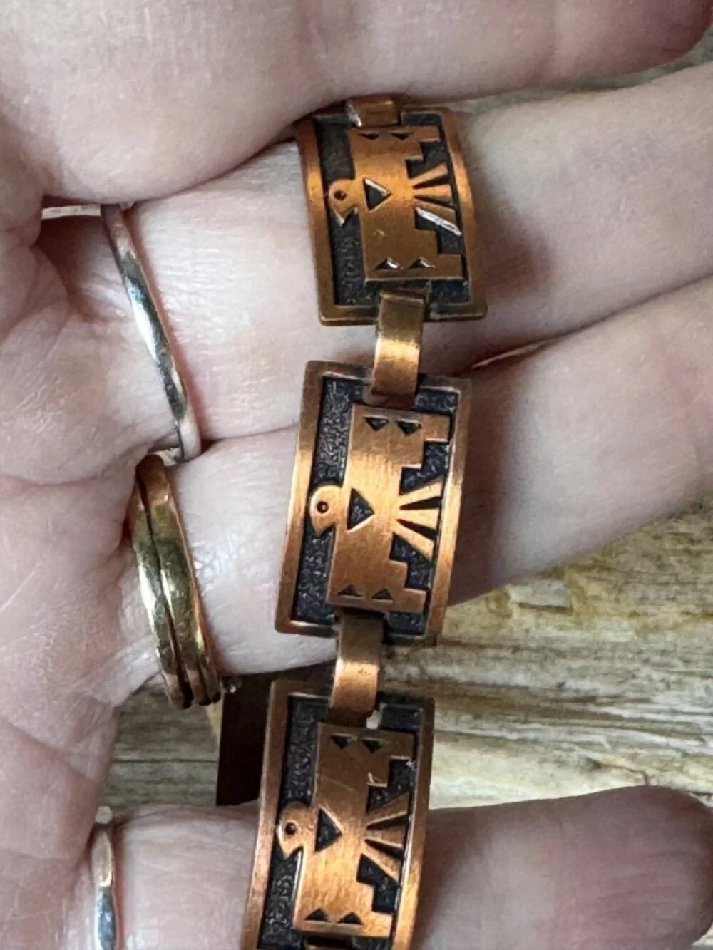 Copper Thunderbird Link Bracelet 6: Southwestern Native American Style - Picture 4 of 5